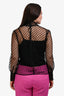 Officine Générale Black Mesh Velvet Polka Dot 'Jade' Top Size L