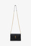 Saint Laurent Black Chevron Leather Small Envelope Wallet On Chain