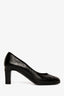 Pre-loved Chanel™ Black Crinkled Patent Leather Cap Toe Interlocking CC Heels Size 37C