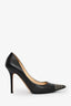 Jimmy Choo Black Leather Studded Toe Heels Size 38