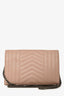 Saint Laurent Pink Beige Leather Cassandra Wallet On Chain