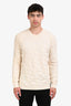 Fendi Cream Wool Logo Embossed Long Sleeve Sweater Size 52 Mens