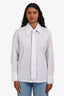 Sandro White/Purple Pinstripe Cotton Button Up Shirt Size 1