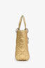 Christian Dior 2016 Gold Metallic Calfskin Cannage Small Lucky Badges My Lady Dior with Strap