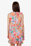Saloni Pink Cece Ruffled Floral-print Voile Mini Dress Size 6