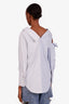 Monse Blue/White Striped Asymmetrical Cutout Blouse Size 10