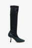 Jimmy Choo Black/Green Snake Embossed Leather Myka 85mm Leather Boots Size 36.5