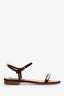 Pre-loved Chanel™ Burgundy Suede Pearl Flat Sandals Size 37.5