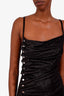 Paco Rabanne Black Metallic Ruched Buttoned Midi Dress Size 44