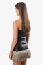 Cowboys of Habit Black Vegan Leather Fur Hem Mini Dress Size S