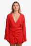L'Academie Red V-Neck Long Sleeve Tie Mini Dress Size M