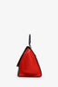 Celine White & Red Pony Hair and Leather Medium Trapeze Bag with Strap