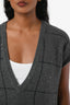 Brunello Cucinelli Grey Cashmere Silk Sequin Sleeveless Sweater Size XS
