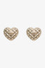 Pre-loved Chanel™ 21B Gold Tone Quilted Heart CC Stud Earrings