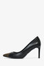 Saint Laurent Black Leather Studded Pointed Toe Heels Size 37.5