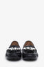 Miu Miu Black Patent Leather Embellished Loafers Size 38