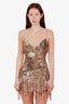 Lovers and Friends Gold Sequin Fringe Mini Dress Size XS