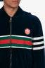 Gucci x Adidas Navy Velour Zip Up Jacket Size XL Mens