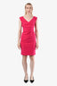 Diane von Furstenberg Pink Jersey Gathered Sleeveless Shift Dress Size 4