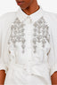Huishan Zhang White Mercer Crystal Embellished Woven Midi Dress Size 10