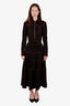 Gucci Black/Red Contrast Stitch Tiered Skirt with Belt Size 38