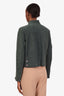 Salvatore Ferragamo Green Calf Skin Zip Up Jacket Size 42
