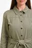 Telarosa Olive Green Belted Long Sleeve Jumpsuit Size S
