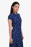 Reformation Blue Floral Short Sleeve Collared Buttoned Midi Dress Size 0
