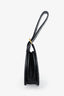 Polene Black Croc Embossed Leather Numero Six Top Handle