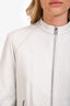 Sportmax Code Grey Leather Biker Jacket Size 10