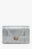 Christian Dior Silver Metallic Leather 'Diorama' Wallet on Chain