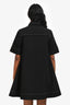 Ganni Black Contrast Stitch Short Sleeve Midi Dress Size 34