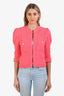 L'Agence Pink Cotton Cropped 'Delilah' Cardigan Size XS