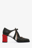 Fendi Army Green/Red Leather 'Chameleon' Mary Jane Heels Size 40