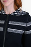 Christian Dior Blue Cashmere Oblique Detail Zip Up Sweater Size 4