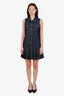 Sandro Blue Denim Pleated Sleeveless Mini Dress Size 36