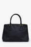 Prada Black Saffiano Leather Double Zip Galleria Tote With Strap