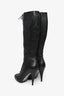 Miu Miu Black/Purple Leather Lace Up Knee High Stiletto Boots Size 37.5