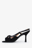 Pre-loved Chanel™ Black Suede Open Toe Logo Heels Size 38.5
