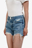 Frame Blue Denim Distressed Brigette Shorts Size 25