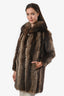 Vintage Brown Raccoon Mid-Length Coat Est Size XS-S