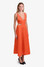 Reformation Orange Linen Cut Out Strapless Midi Dress Size 8