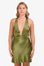 Shona Joy Green Satin Halter Top Mini Dress Size 8 US