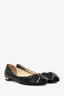 Pre-loved Chanel™ Black Leather Pearl Bow Toe Ballet Flats Size 36