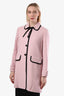 Prada 2019 Pink Wool Bow Collar Button Midi Coat Size 42