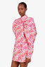 Rotate Birger Christensen Pink/White Floral Puff-Sleeve Dress Size 38