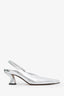 Dries Van Noten Silver Metallic Leather Slingback Sandals Size 39.5