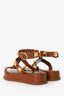 Valentino Brown Leather Roman Studs Platform Sandals Size 38