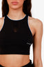 Pre-loved Chanel™ Black Logo Print Knit Cropped Tank Top Size XS
