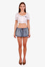 Miu Miu Blue Denim Logo Mini Skirt Size 38
